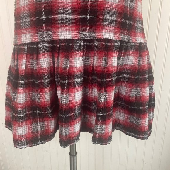 Unif Medium Plaid red dress with pointed white collar - Picture 3 of 8